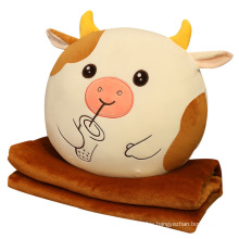 2021 Hot sales milk tea brown cow cute soft plush toy pillow blanket custom made girl plush toys